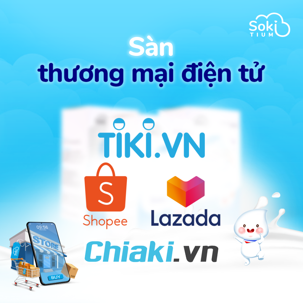 Ba mẹ có thể dễ dàng chọn mua và đặt hàng chính hãng Soki Tium trên các sàn thương mại điện tử